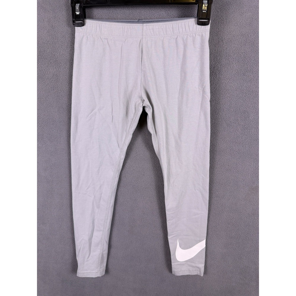 NIKE Leggings Womens S Light Gray White Swoosh Logo Training Workout Yoga